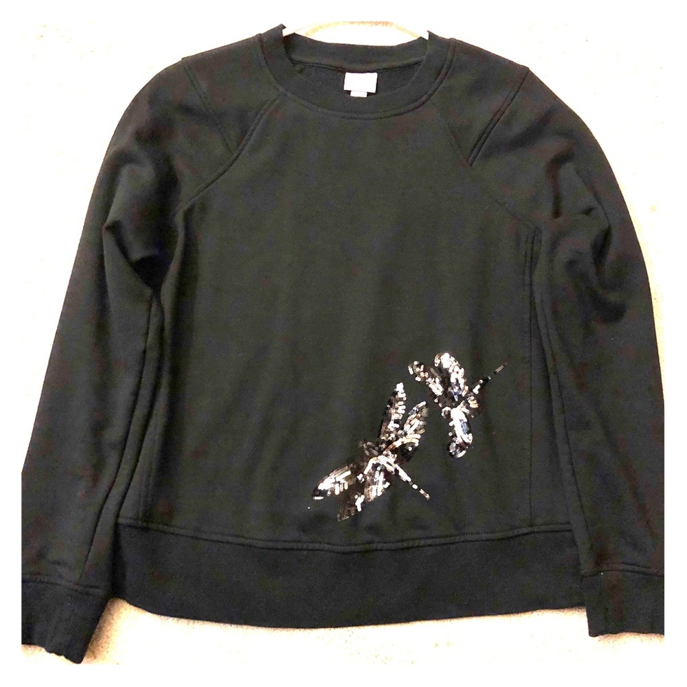 Sweater with a sequin butterfly design